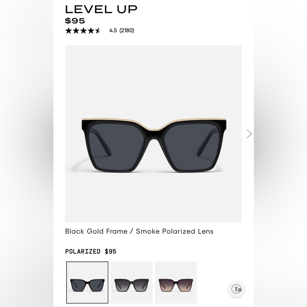 Quay Level Up Polarized Sunnie’s in Black Gold Frame / Smoke Polarized Lens